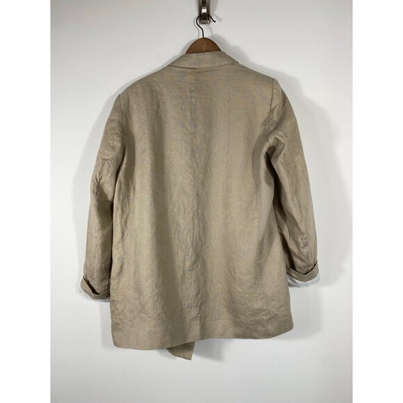 Zara Women’s Beige Linen Blazer Size Large – Relaxed Fit, Made in Morocco - Picture 2 of 5